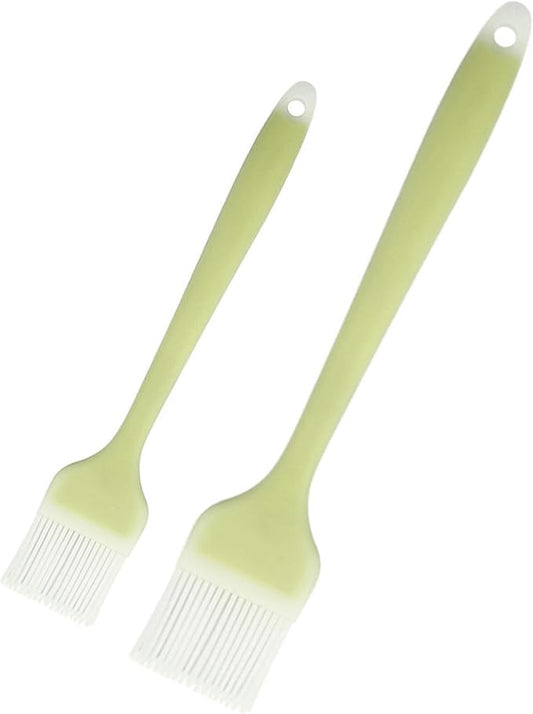 Pastry Brush Silicone Basting Brush for Cooking,2PCS 10+8 in Heat Resistant Food Brushes for Baking, Grilling, Cooking and Spreading Oil, Butter, BBQ Sauce, or Marinade (Green)