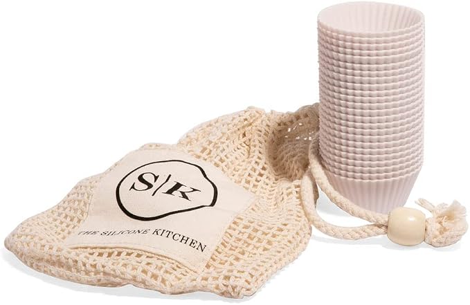 The Silicone Kitchen Reusable Silicone Baking Cups, Non-Toxic, BPA Free, Dishwasher Safe, Mini, 24 Pack, Designer White