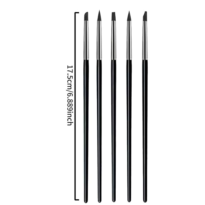 5Pcs Silicone Sculpting Tools, Black Clay Sculpting Tools, Multi-Shape Silicone Brushes, Pottery Modeling Tools for Polymer Clay, Ceramics, Nail Art, Fondant & Craft DIY