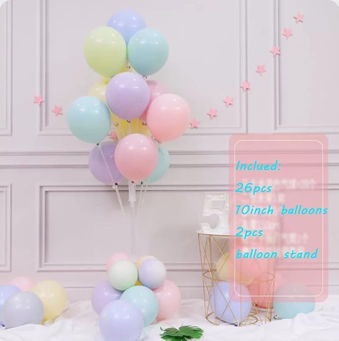 Leesoot 2 Sets 62inch Macarons Floor Balloon Column Kit Stand with Balloon Backdrop Decoration for Graduation Wedding Birthday Baby Shower Gender Reveal Party Balloon Tower Balloon Tree