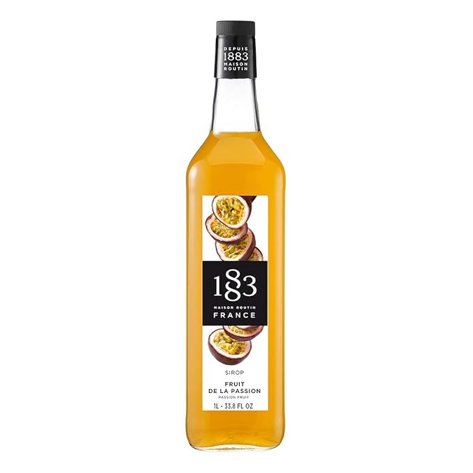 1883 Passion Fruit Syrup for Drinks, Made in France, 1 Liter Glass Bottle