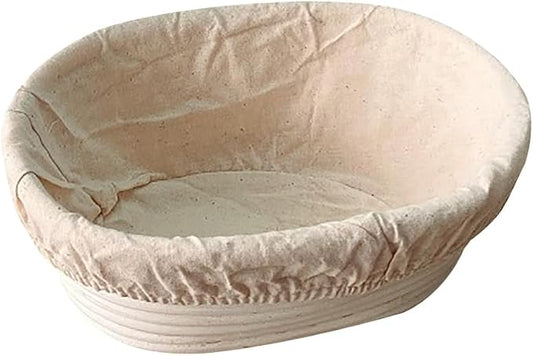 10 x 6 x 3.2 Inch Oval Rattan Bread Proofing Basket with Liner Sourdough Bread Proof Bowl Wicker Sourdough Bread Baking Making Basket Banneton Sour Dough Proofing Basket for Professional Home