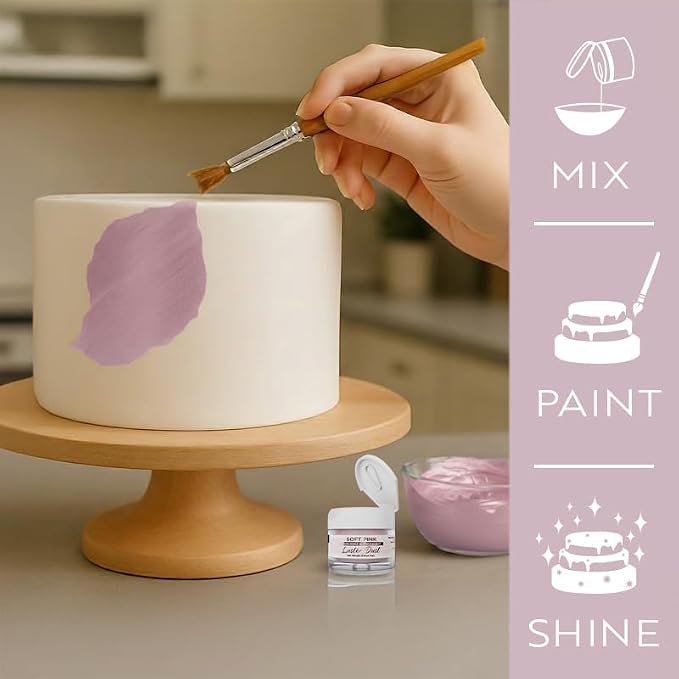 Luster Dust - Soft Pink (4g 1x Jar) | Edible Vegan Dust & Paint for Cake Decorating, Ice Cream, Desserts, Cocktails and Beverages by Bakell