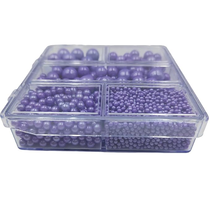 Purple Pearl Sprinkles for Cake Decorating, 4 Sizes Mix Size Sugar Pearls for Cupcake Topper, Ice Cream, Donuts, Baking Decoratings (2mm, 4mm, 7mm, 10mm)