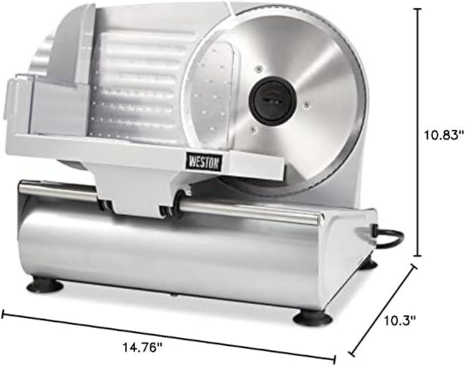 Weston Electric Meat Cutting Machine, Deli & Food Slicer, Adjustable Slice Thickness, Non-Slip Suction Feet, Removable 7.5" Stainless Steel Blade, Easy to Clean (61-0750-W)