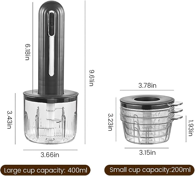 Wireless Electric Food Processor, 4-Cup Portable Food Chopper for Vegetables Meat Garlic, USB Rechargeable Mini Blender with Stainless Steel Blades