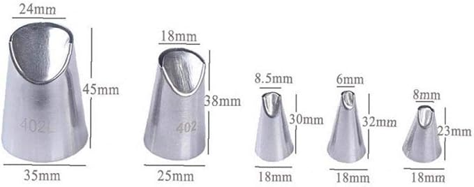 5pcs Cupcake Russian Piping Tips Set Stainless Steel Icing Piping Nozzles Pastry Tips Portable Cake Nozzle Baking Accessories