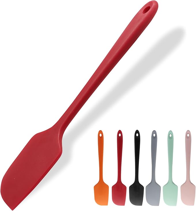 Large Silicone Spatula, 11.4 Inch Rubber Spatula with Nylon Core, Heat Resistant to 446°F, Kitchen Cooking Utensils Baking Bowl Scraper for Mixing & Scraping (Red)