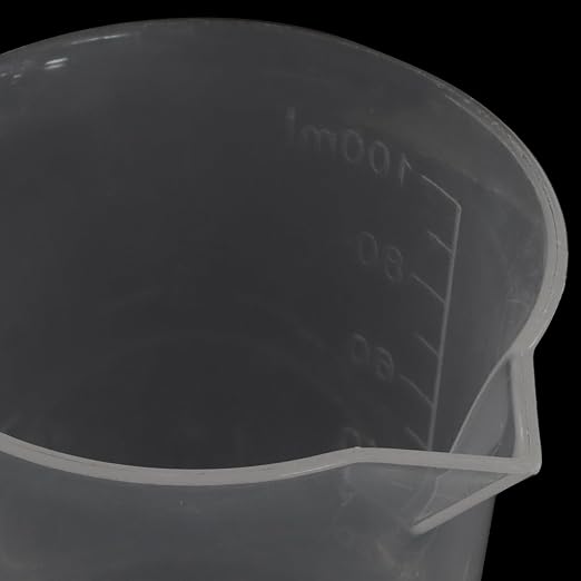3 Pack 100ml Transparent Plastic Beaker, Small Plastic Measuring Cup with Graduated Scale and Pouring Spout for Kitchen, Lab, DIY, Epoxy Resin