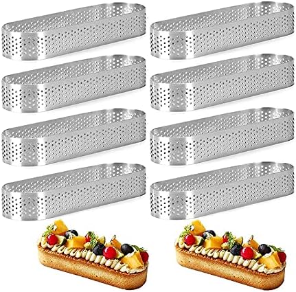 10 Pack Oval Tart Ring,Perforated Baking Ring, Ring,Stainless Steel Cake Tart Mold Rings,Baking Tart Ring