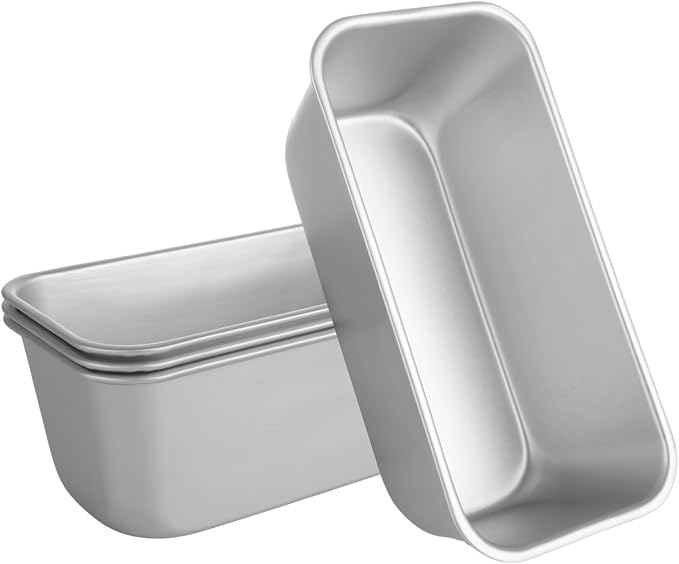 AKOLAFE 4 Pack Aluminum Loaf Pans 8x4 Inch Banana Bread Pan for Homemade Bread Loaf Pan for Baking Bread Tins for Baking Loaf Pans for Oven Sourdough Bread Baking Pan Metal Sandwich Loaf Bread Pans