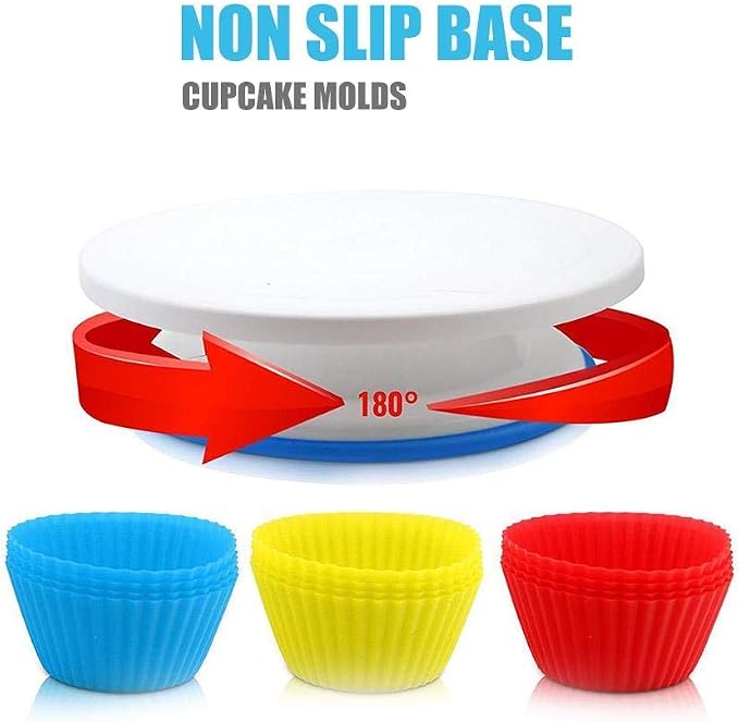 289PC Cake Decorating Kit with Cake Stand Turntable, Cake Baking Supplies 100+1 Piping Bags, Offset & Straight Spatulas Tools Set, 51 Numbered Piping Tips with Pattern Chart
