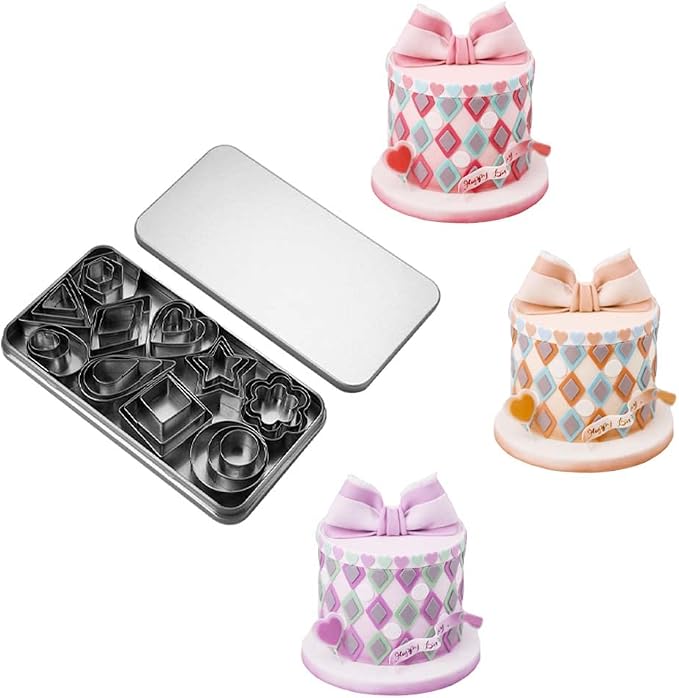 Mini Cookie Cutter Shapes Set - 30 Tiny Stainless Steel Stamps of Geometric Shapes Cookie Cutters-Heart Star Flower Round Square Hexagon Oval Diamond Biscuit Cutters
