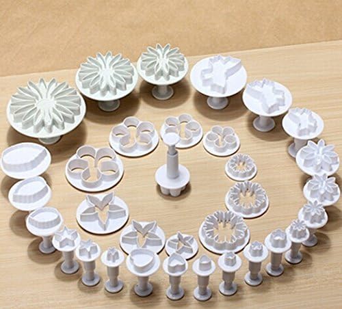 33 Piece Fondant Cake Cookie Plunger Cutter Sugarcraft Flower Leaf Butterfly Heart Shape Decorating Mold DIY Tools