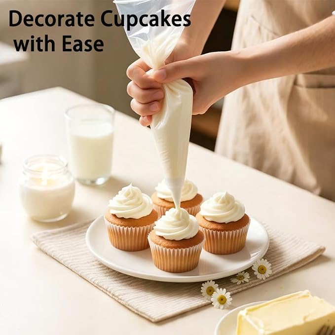 Bake Essentials 2 Sizes Piping Bags, 100PCS 12 Inch + 50PCS 9 Inch Thickened Disposable Pastry Bags, Anti-Burst Non-Slip Icing Bags for Cream Frosting, Cake & Cookie Decorating Supplies