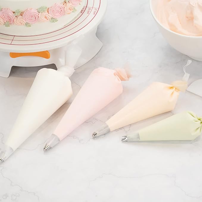 Restaurantware Pastry Tek 14 x 7.3 Inch Piping Bags 2 Reusable Icing Bags - Durable White Silicone Pastry Bags Anti Burst Decorate Cakes Cupcakes Macarons Or Cookies