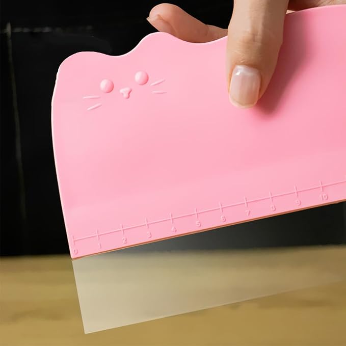 2PCS Cake Smoother Scraper Included 5 Transparent Scrapers, Flexible Plastic Cake Scraper Smoother for Bakery Pastry Cake Decoration Kitchen DIY Baking Tool (White + Pink)