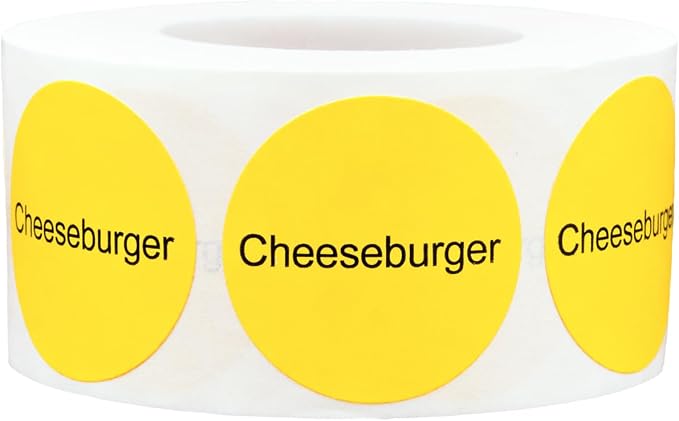 Cheeseburger Deli Labels 1 Inch 500 Total Adhesive Labels