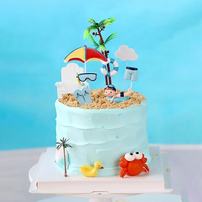 Swimming Pool Cake Decoration Beach Cake Decoration Swimming Pool Cake Topper Summer Beach Cake Toppers Summer Birthday Party Supplies Swimming Pool Party Supplies