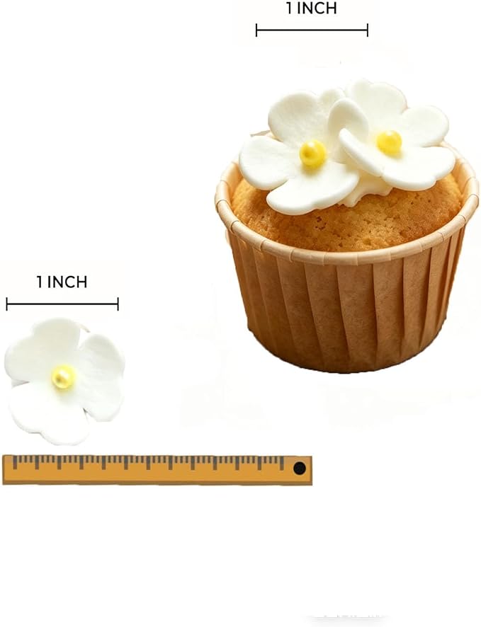 108 Count Edible Flower Cake Decorations, Small Edible Flowers, Sugar Flowers, Cakes & Cupcakes Toppers, Edible Dessert Decorations (0.8 Inch) (3 Petals Mixed Colors)