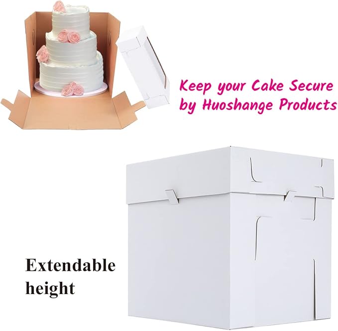 Tall Cake Boxes for Tier Cakes,10x10x10 Inch [10Pack ] Thick Sturdy Bakery Box with Window,White Cake Carrier, Disposable Cake Containers,Birthday Cake Boxes