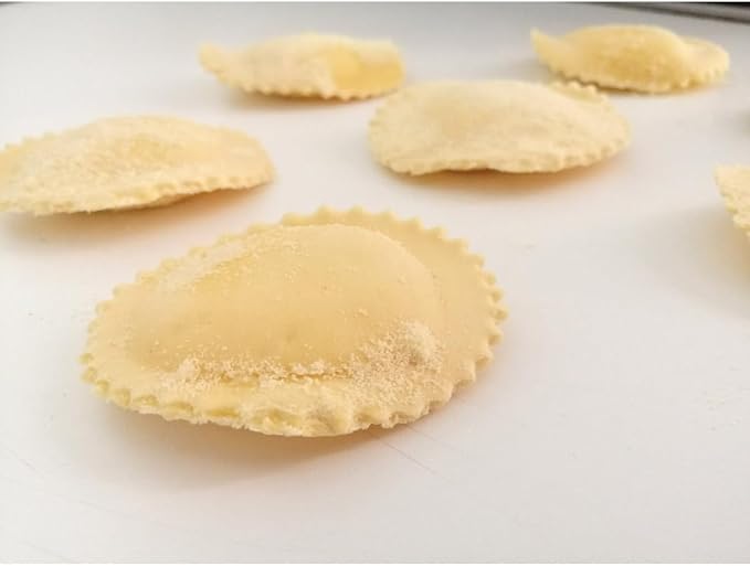 Fantes Ravioli Maker Stamp Set, Round Stamp with Wooden Handle and Fluted Edge, 2.5-Inch, The Italian Market Original since 1906