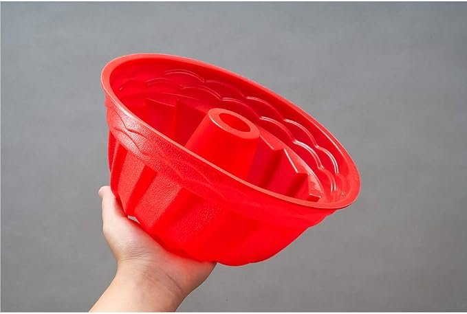 IELEK Silicone Fulted Pan Cake Nonstick Jello Molds Tube for Baking Cake, Jello, Gelatin, Bread, Para Gelatinas