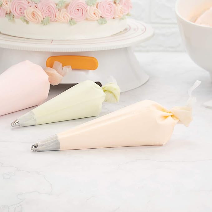 Restaurantware Pastry Tek 12 x 6.2 Inch Piping Bags 2 Reusable Icing Bags - Durable White Silicone Pastry Bags Anti Burst Decorate Cakes Cupcakes Macarons Or Cookies