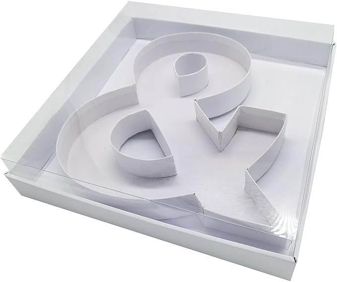 WENPACK 12.5" Cardboard Letter Shaped Mache Decorative Strawberries Fillable Sweets Candy Box with Clear Lid (White, &)