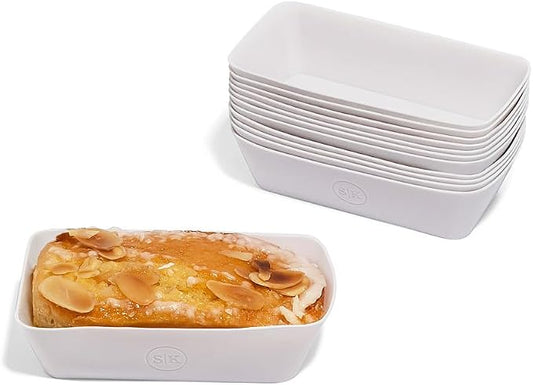 The Silicone Kitchen Silicone Individual Mini Loaf Pans - Reusable, Non-Toxic, BPA Free, Dishwasher Safe, Bento Box Accessories (12 Pack, White)