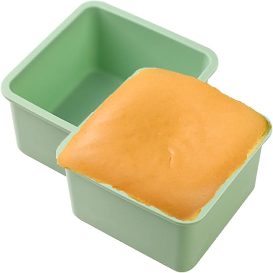 QELEG Silicone Square Pullman Loaf Pan (2 Pack) - Non-Stick Silicone Rectangle Corrugated Toast Box for Oven Baking QLG0142-5.2x5.2x2.2 inch