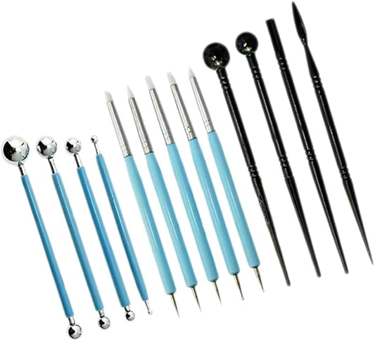 Garneck 13pcs Fondant Carving Pen Kit Versatile Cake Modeling Tools for Engraving and Sculpting for Fondant and Pottery Projects
