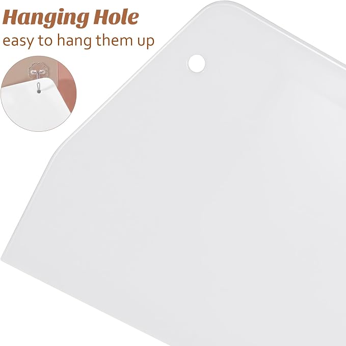YARNOW 2 PCS Large Plastic Dough Scraper for Baking, Trapezoidal Bench Cutter and Flexible Bowl Spatula for Bread Cake Decorating, Fondant Icing Smoothing Tool, White