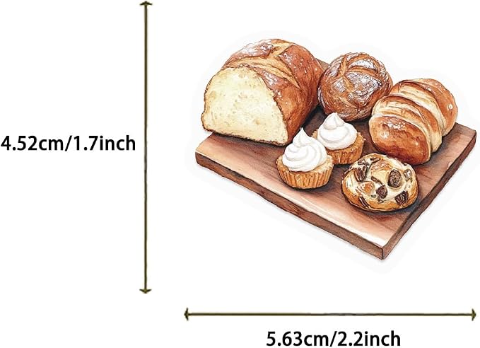 Cute Baking Stickers for Adults,Teens,Kids, 50PCS Realistic Bakery PET Transparent Waterproof Stickers Pack for Water Bottles,Laptop,Scrapbook, Funny Bakery Themed Party Decorations