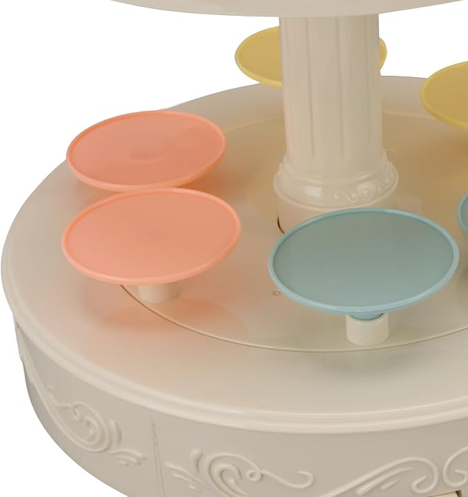 Automatic Rotating Dessert Display Stand, 6 Trays Double Layer Rotating Dessert Machine Cupcake Display Table Swing Tray with Music for Wedding Birthday Party Supplies