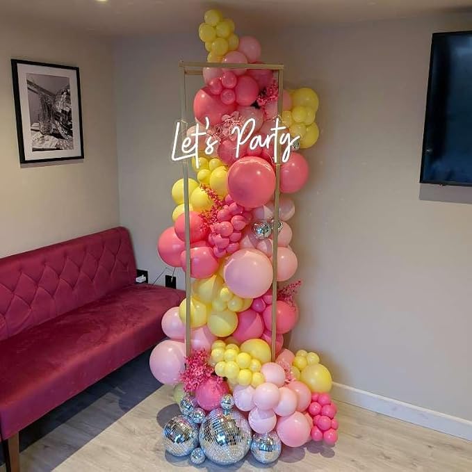 Pink and Yellow Balloons Garland Arch Kit 150Pcs - 5 10 12 18 inch Different Size Hot Pink Yellow Pastel Pink Balloons for Birthday Baby Shower Wedding Bee Bear Themed Party Decorations