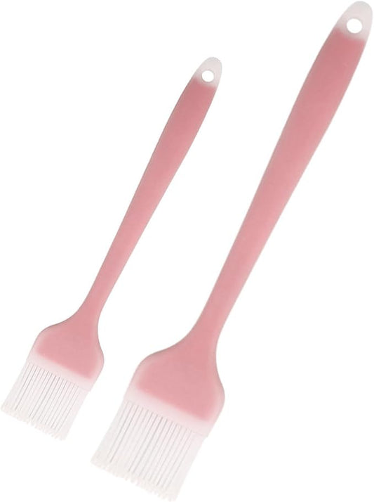 Pastry Brush Silicone Basting Brush for Cooking,2PCS 10+8 in Heat Resistant Food Brushes for Baking, Grilling, Cooking and Spreading Oil, Butter, BBQ Sauce, or Marinade (Red)