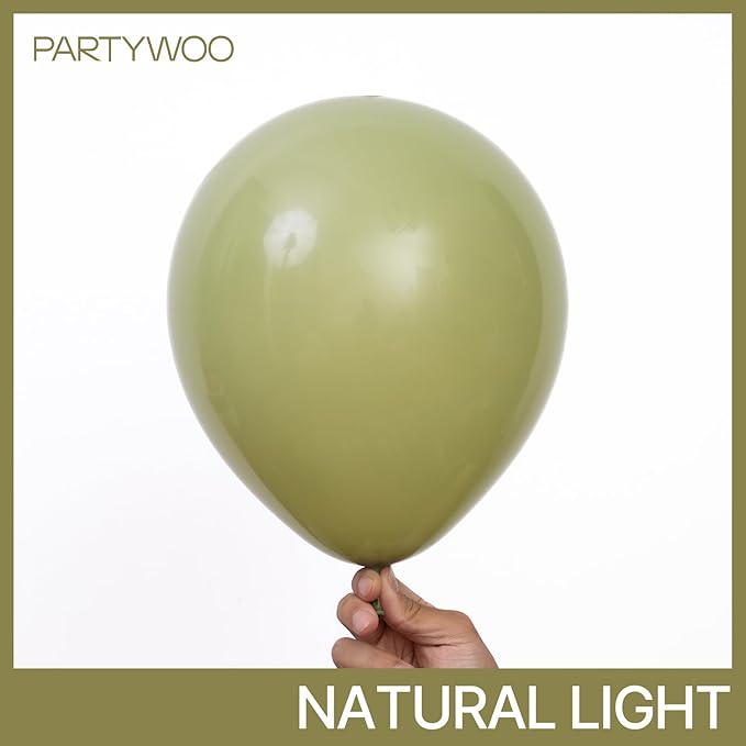 PartyWoo Sage Green Balloons 100pcs Different Sizes of 36 18 12 10 5 Inch Olive Boho Green Latex Balloon Arch Kit for Wedding Birthday Dinosaur Jungle Golf Football Theme Party Decorations Green-F11