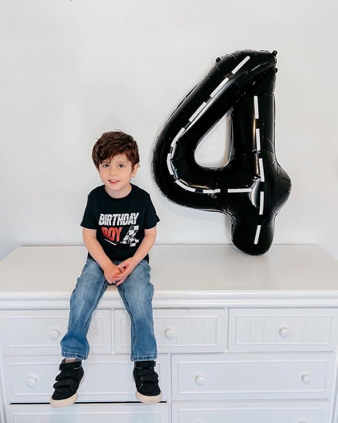 Race Car 9 Balloon, Number Balloons 40 Inch, 9th Black Giant Birthday Decorations for Boys, 19th 29th Party Decorations Supplies, Number 9 Balloon