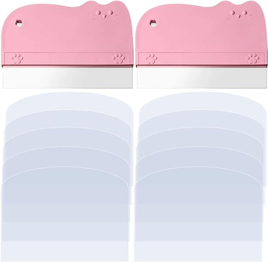 12 PCS Plastic Scraper Tool Set,Included 2 Pink Cake Smoother Scraper,10 Transparent Scrapers, Flexible Plastic Cake Scraper Smoother for Bakery Pastry Cake Decoration Kitchen DIY Baking Tool (pink)