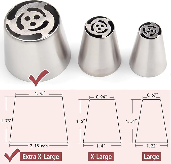 6Pack Extra Large Flower Russian Piping Tips Set, Stainless Steel Rose Tulip Icing Tips For Cake Decorating, Floral Piping Tips Flower Bouquet For Cookies Desserts Baking Tool(XXL,6A)
