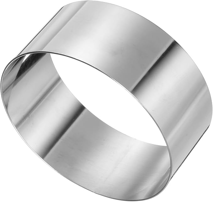 HARFINGTON Round Cake Ring 4 x 2 Inch Seamless Stainless Steel Pastry Mousse Dessert Ring Mirror Coating for Baking Cooking Making Tool