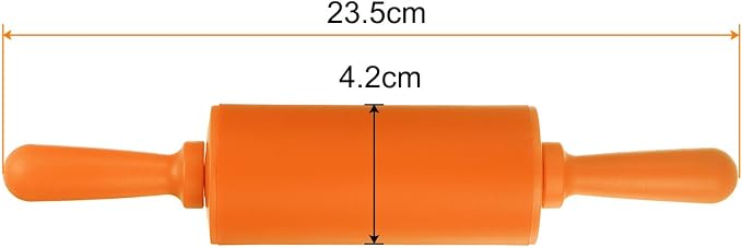 HARFINGTON Silicone Rolling Pins for Baking 9 Inch Non Stick Rolling Pin Small Roller Playdough Rolling Pins for Dough Pizza Pastry Fondant Kitchen, Orange