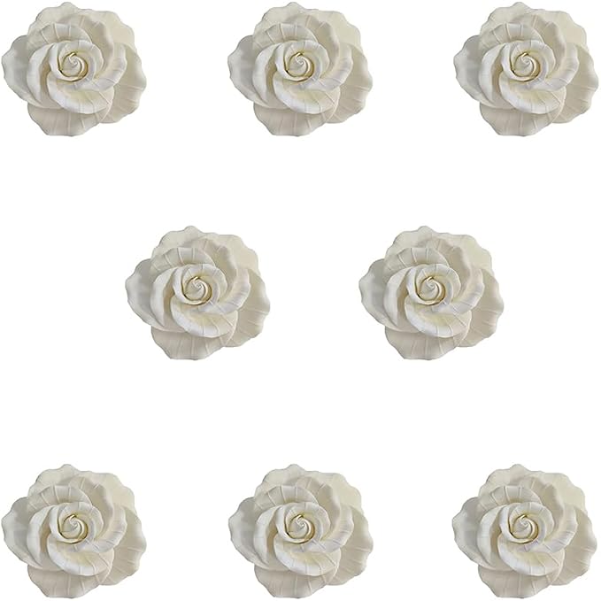 O'Creme Garden Rose Gumpaste Flowers - White-Small - Edible Flowers for Cake Decorating - Sugar Paste Flower Decorations for Cakes, Candy, Cupcake Toppers - Birthday, Wedding, Valentines, Baby Shower