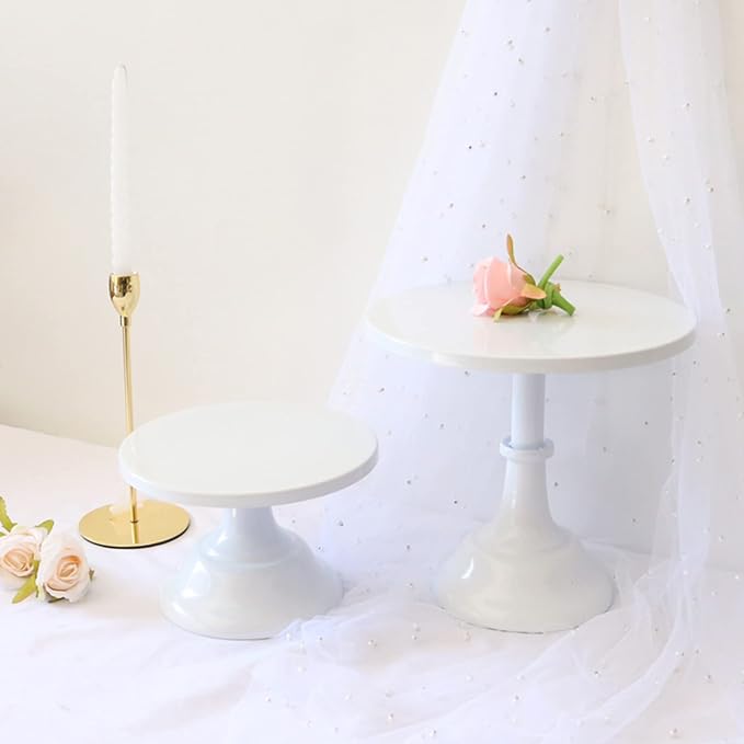 Set of 3 Pieces Cake Stands Iron Cake Holder Dessert Display Plate Serving Tray for Baby Shower Wedding Birthday Party (White)