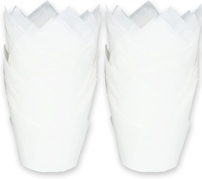 500 pcs Large size White Tulip Baking Cups 2-1/4"(Base diameter) x 4"(Wall height) Greaseproof paper baking cupcake Muffin liners