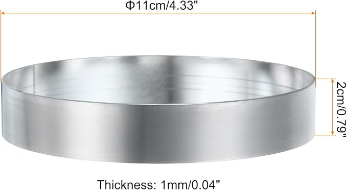 HARFINGTON 2Pcs Round Cake Ring 4.33 x 1 Inch Seamless Stainless Steel Pastry Mousse Dessert Ring Mirror Coating for Baking Cooking English Muffins Crumpet Making Tool