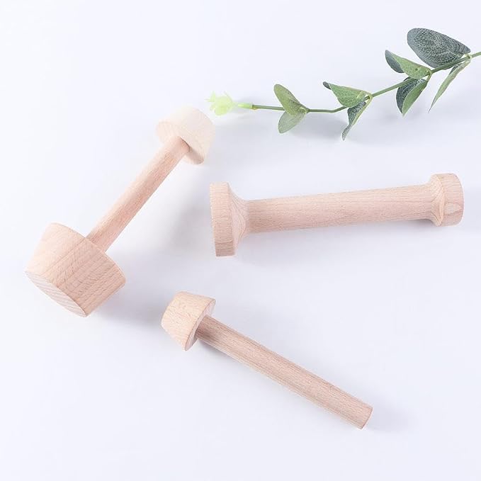 Pokinge 3PCS Wooden Egg Tart Tampers Dough Press Eggtart Mould, Double Sided Egg Tart Pusher Shaping Baking Portable Eggtart Mould DIY Baking Gadgets