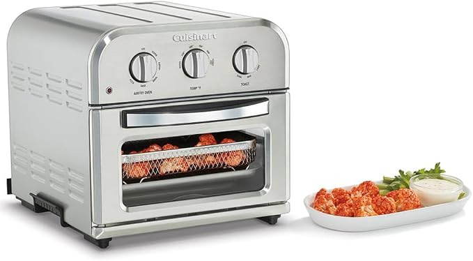 Cuisinart TOA-26 Compact AirFryer/Convection Toaster Oven Stainless Steel Bundle with Deco Chef Premium Bamboo Cutting Board and 2 YR CPS Enhanced Protection Pack