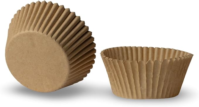 200 Paper Cupcake Liners, Muffin Liners or Baking Cups for Desserts, Muffins, Cupcakes and More Treats; Grease Proof, No Smell, Food Grade, Nut Serving Containers (Brown)